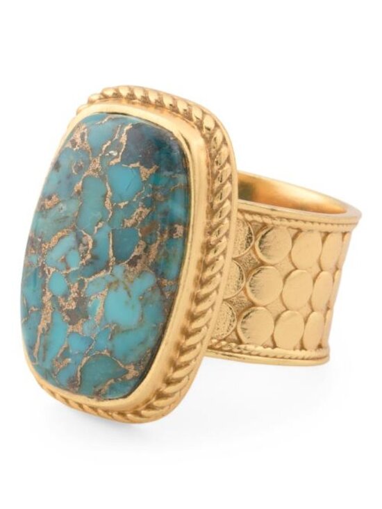 SHAANTI JEWELS Jewelry - SHAANTI JEWELS Made In India 18kt Gold Plated Mohave Turquoise Ring